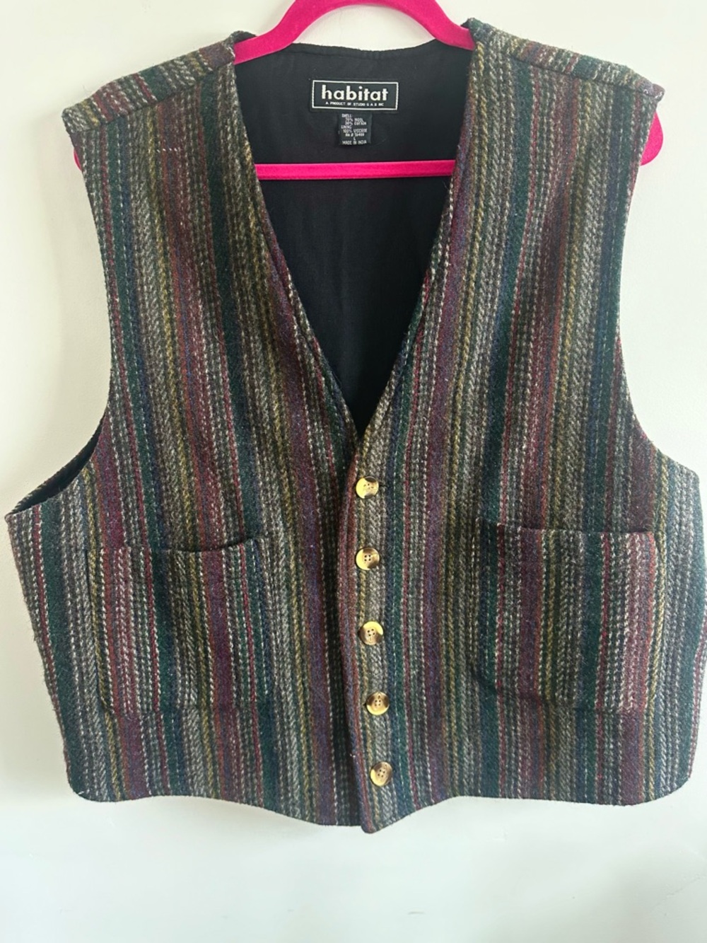 Vintage Habitat unisex Multicolor Striped Wool Vest